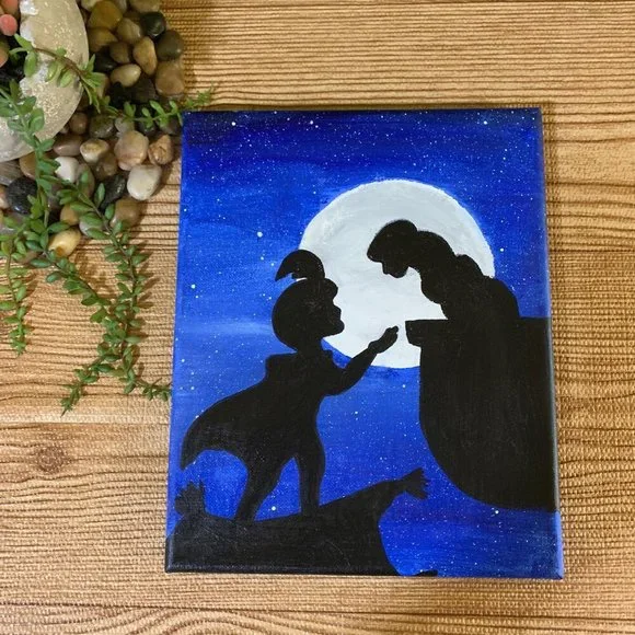 Aladdin & Jasmine Kiss Scene Hand Painted 2 Acrylic Painting Canvas Wall Art - Picture 3 of 4